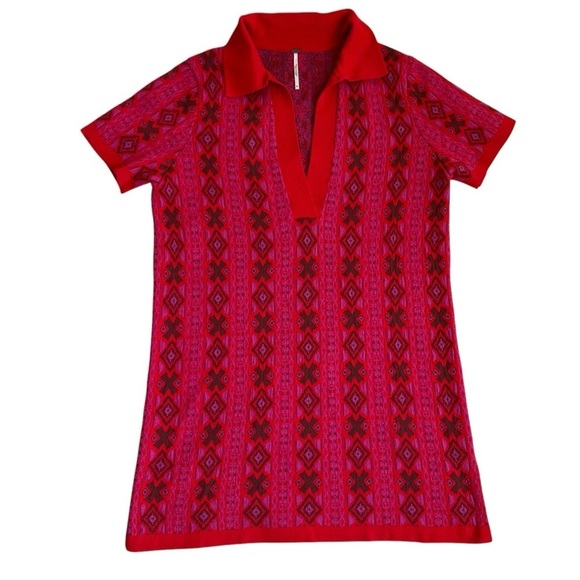Free People Kitt Mini Dress Wool Blend Knitted Berry Combo Retro Boho 70s Sz M - Picture 9 of 16